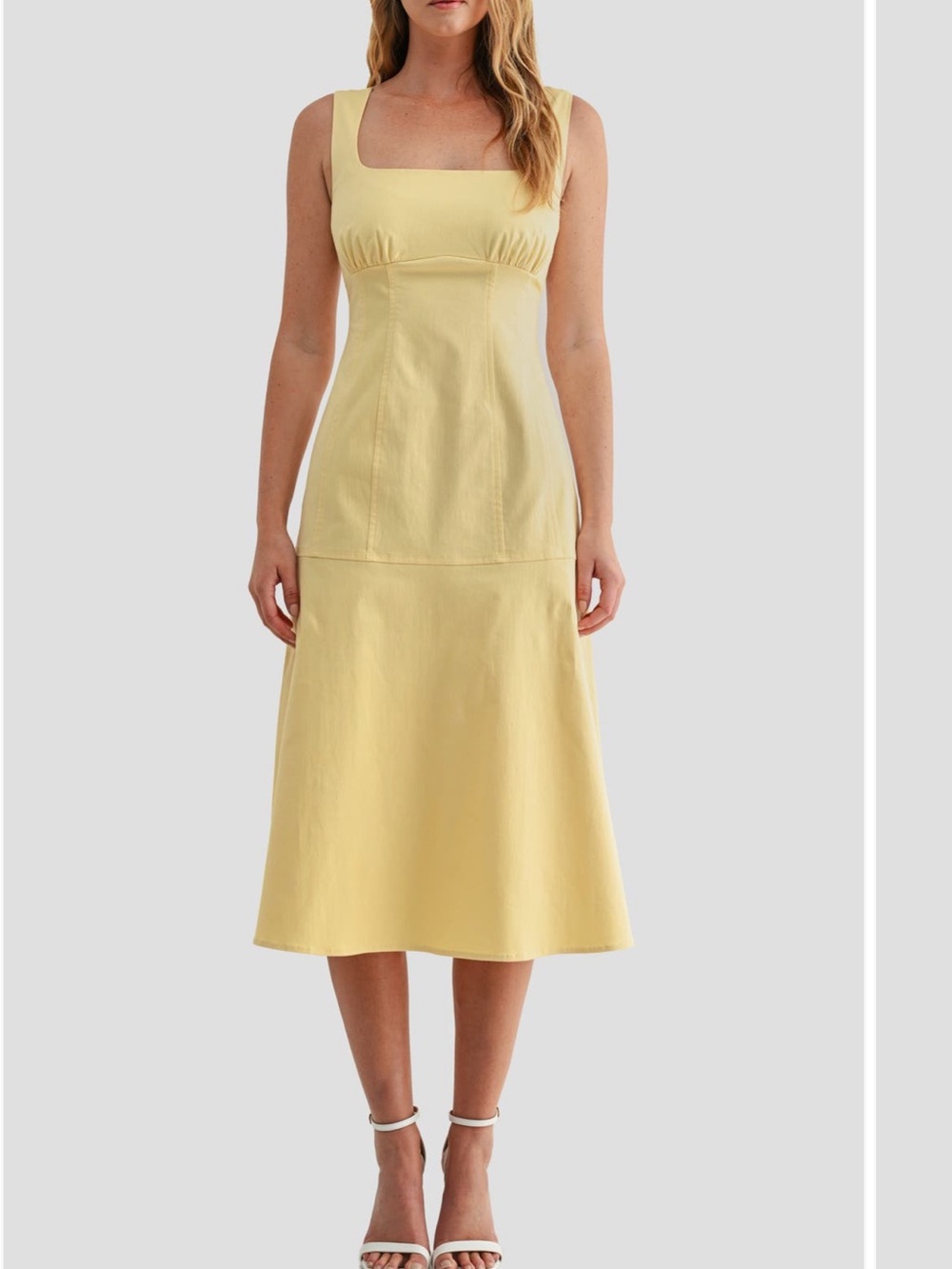 Mila Mae butter yellow midi dress NWT